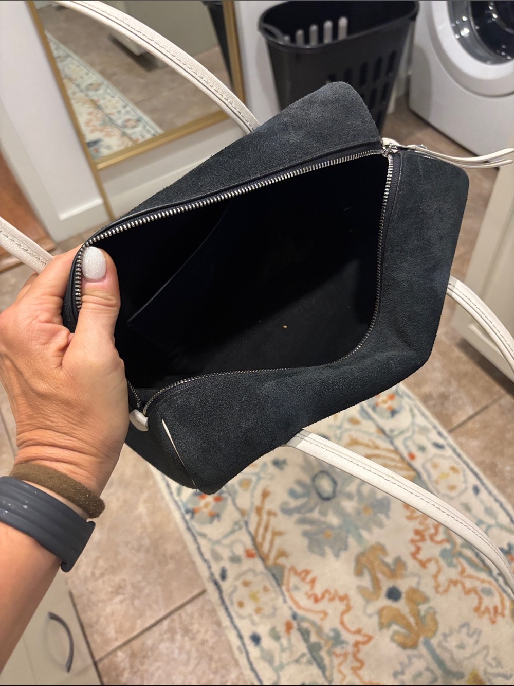 Madewell navy Suede Shoulder Bag with Cream Straps - Picture 3 of 5
